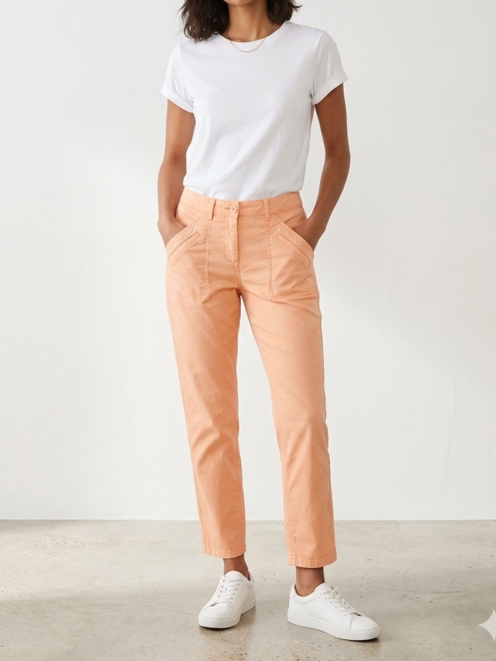 ✨LOFT Women’s Peach Coral Utility Pants Casual Cropped Trousers 🌿 Summer Chic❤️